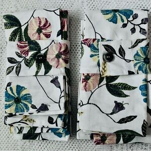 Target Floral Cotton Napkins Red, Blue, Yellow, Dark Green on White New NWOT